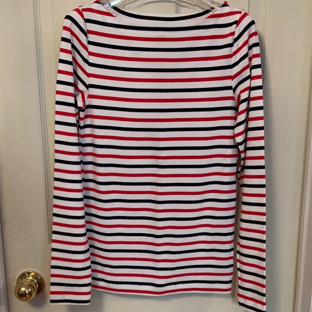 GAP Red, Black, and White Striped Long Sleeve Tee